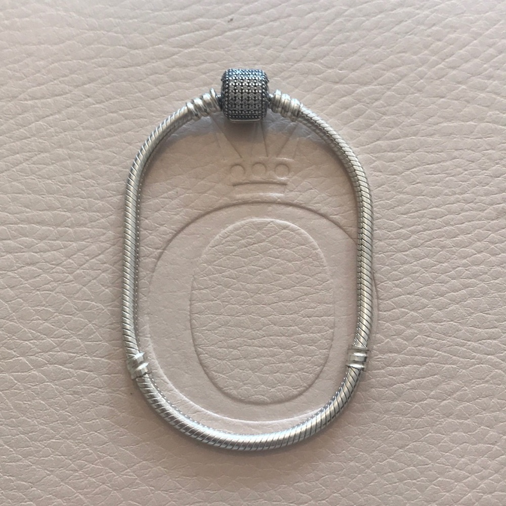 Pandora CZ Barrel Clasp Bracelet - SZ 7.1 Inch